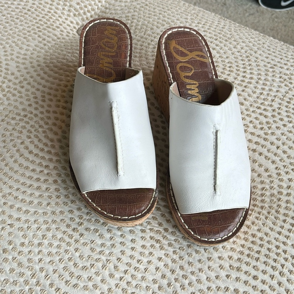 Sam Edelman leather and cork wedges